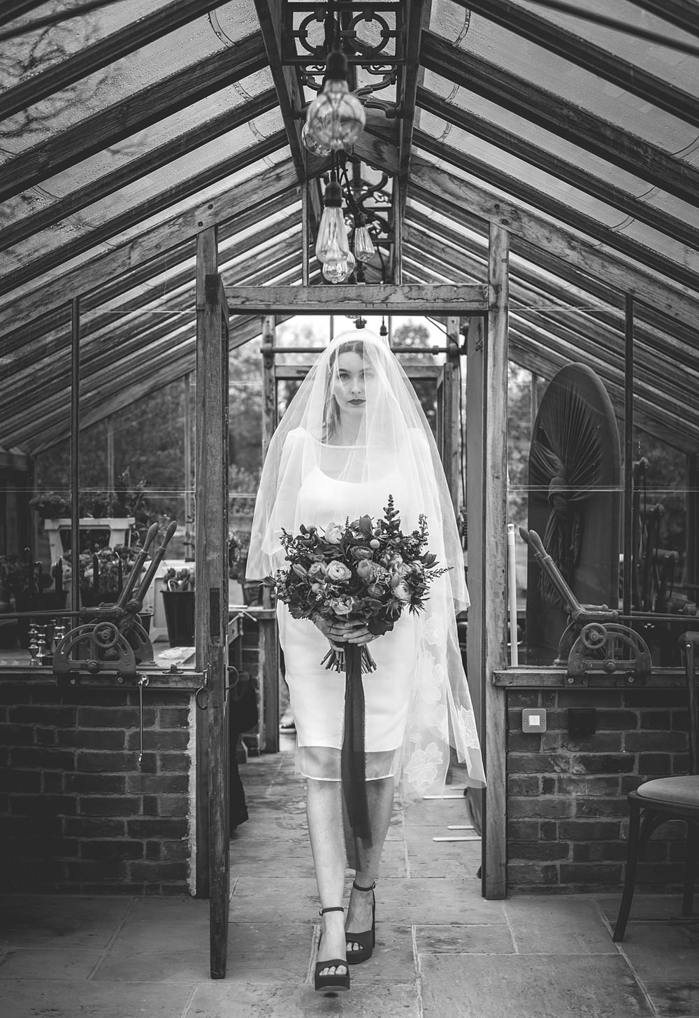 Somersbury Barn Wedding Prime Photography Short Mini Midi Dress Bride Puff Sleeve