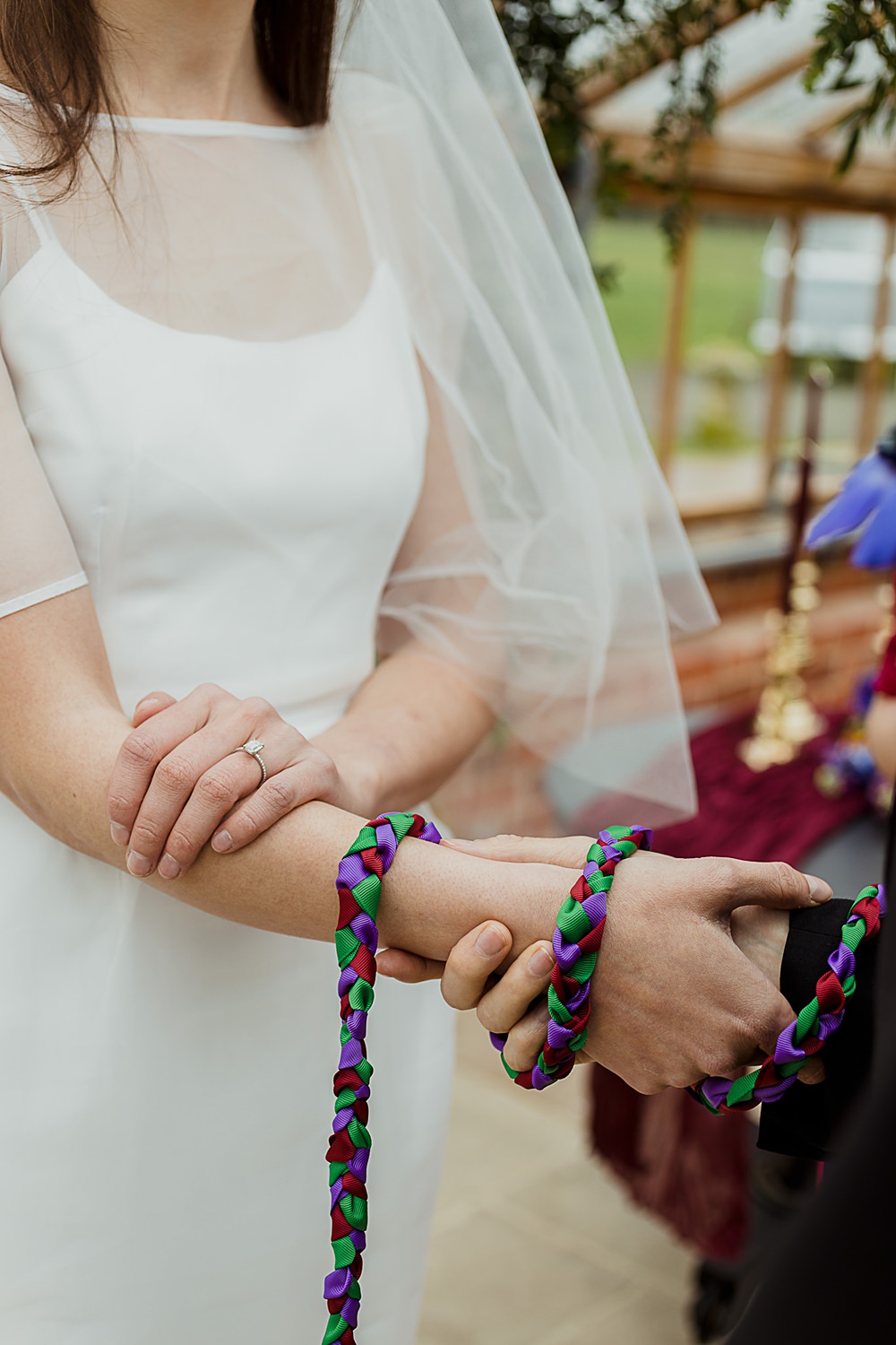 Somersbury Barn Wedding Thorn and Found Handfasting Ceremony