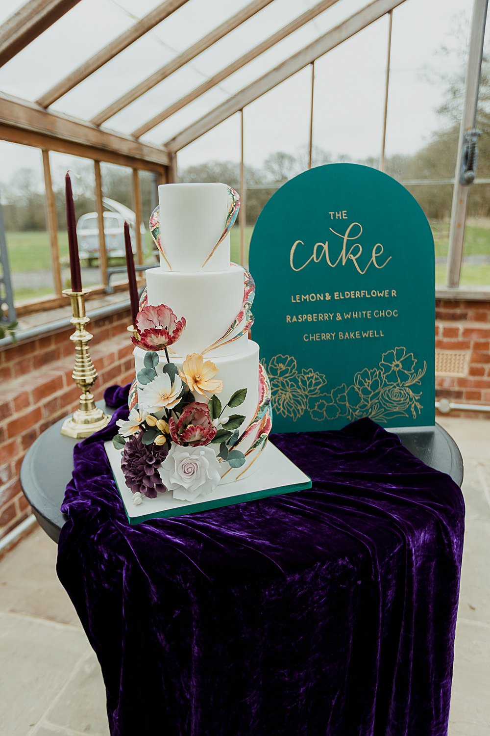 Somersbury Barn Wedding Thorn and Found Cake Table Sign