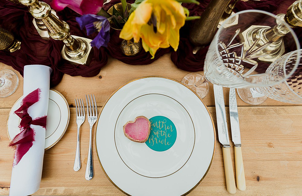 Somersbury Barn Wedding Thorn and Found Place Setting Sweet Favour