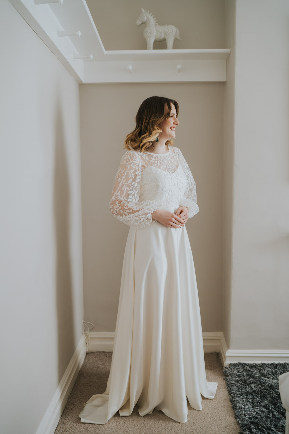 Silky Lace Dress Gown Bridal Spring 70s Green Wedding Grace Elizabeth