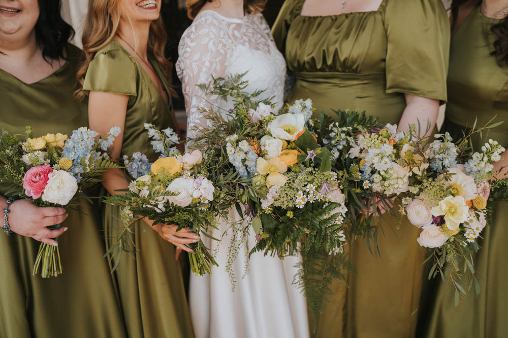 Bouquet Flowers Bride Bridal Bridesmaid Spring 70s Green Wedding Grace Elizabeth