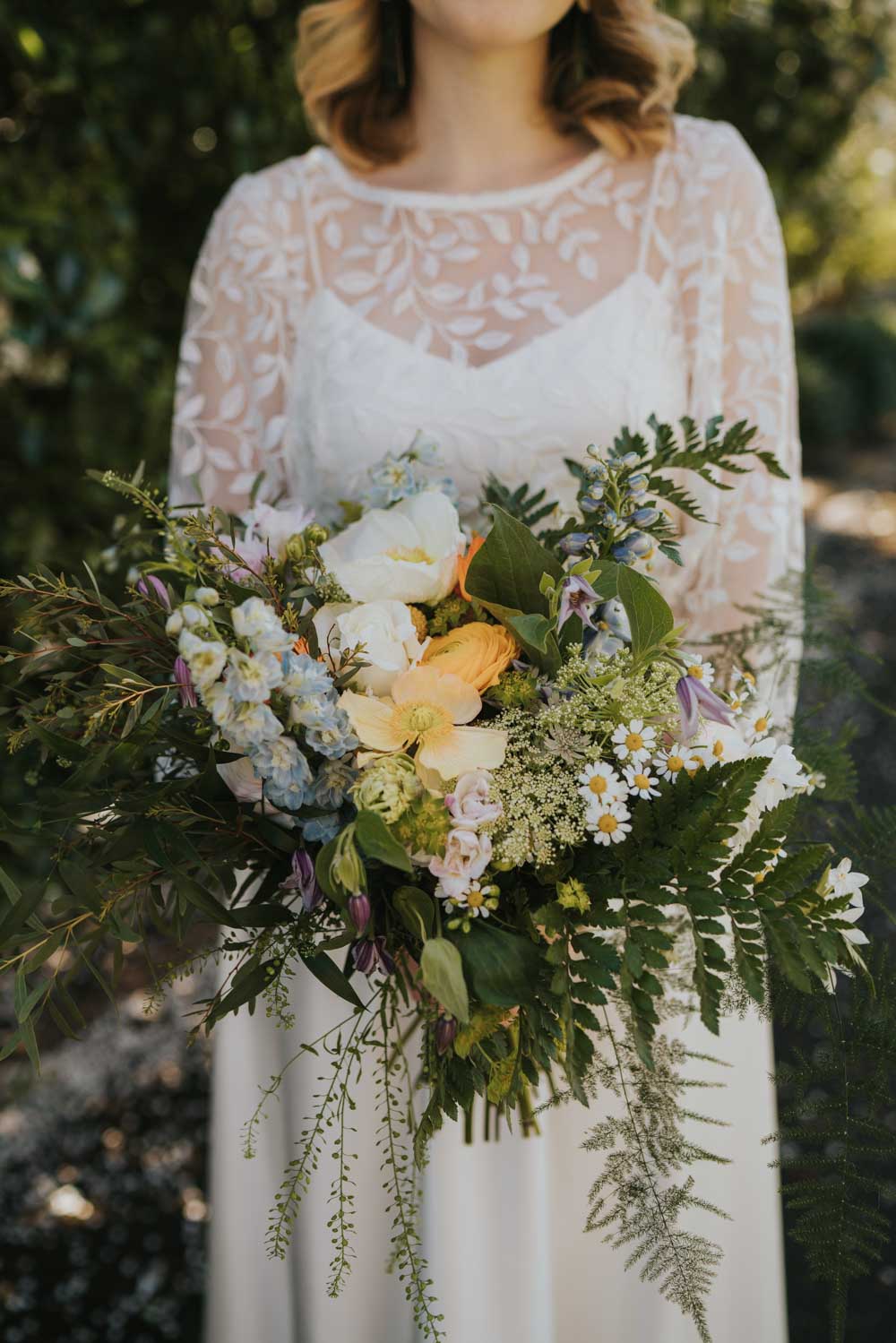 Bouquet Flowers Bride Bridal Spring 70s Green Wedding Grace Elizabeth
