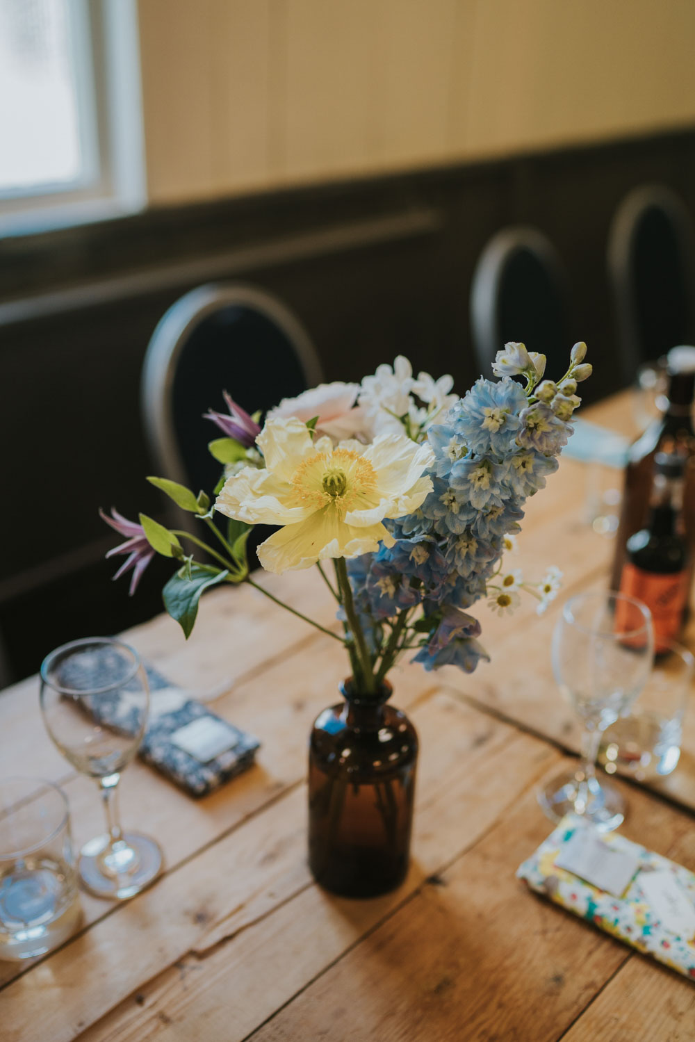 Beer Bottle Flowers Centrepiece Spring 70s Green Wedding Grace Elizabeth