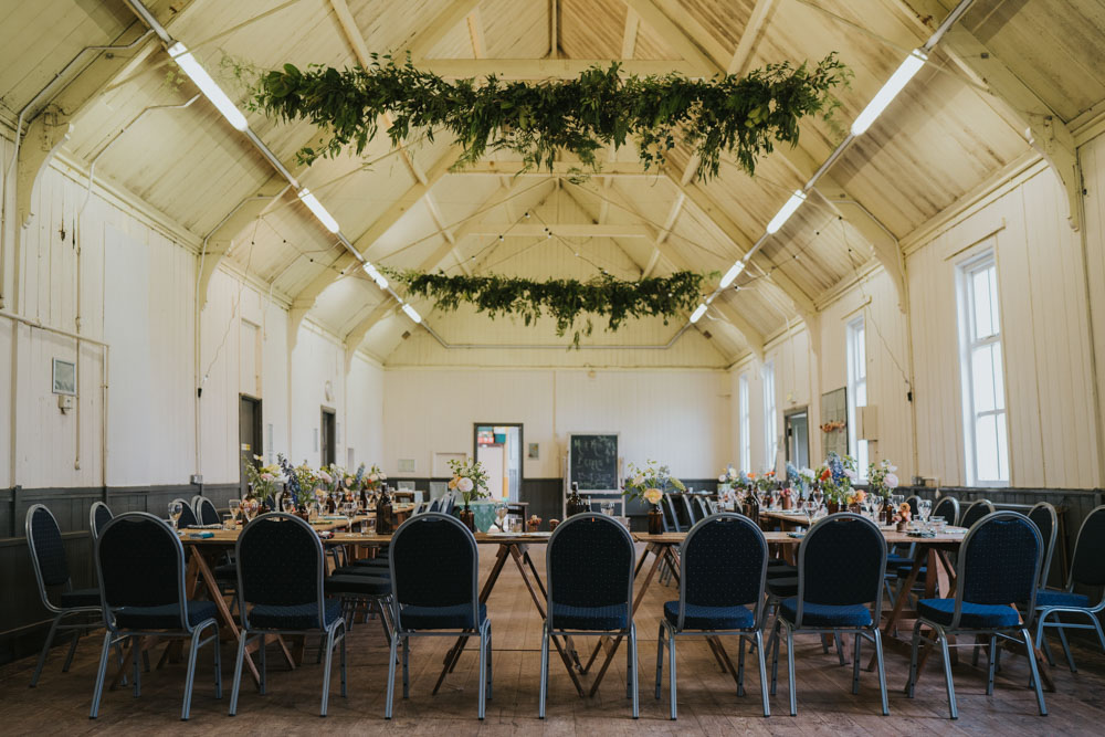 Village Hall Reception Greenery Spring 70s Green Wedding Grace Elizabeth