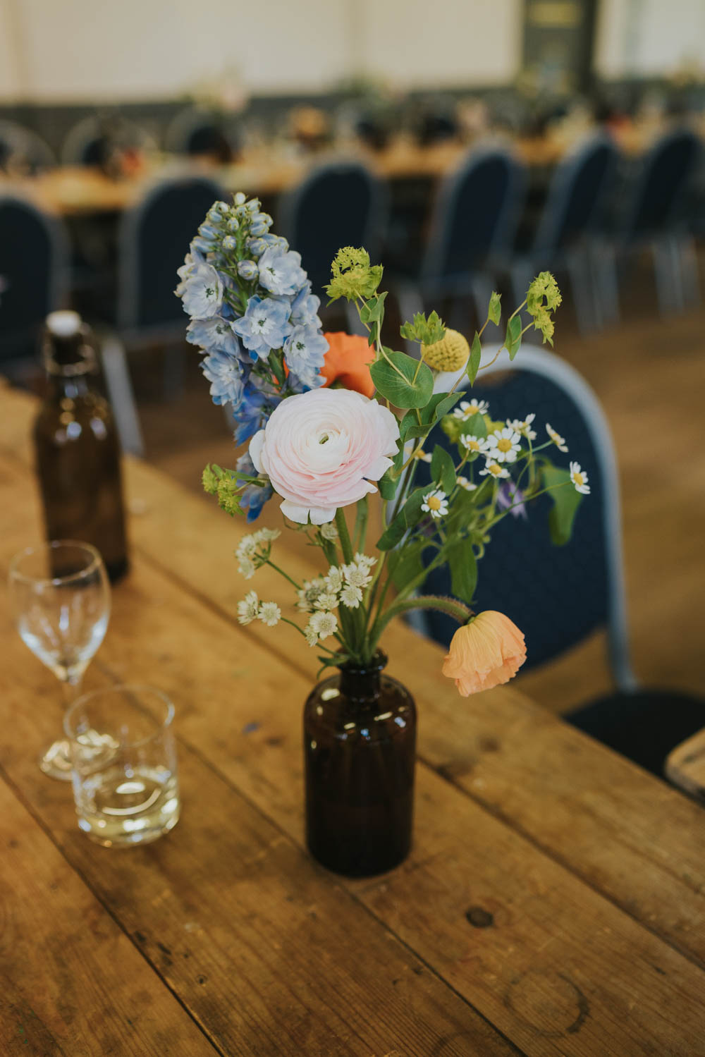 Beer Bottle Flowers Centrepiece Spring 70s Green Wedding Grace Elizabeth