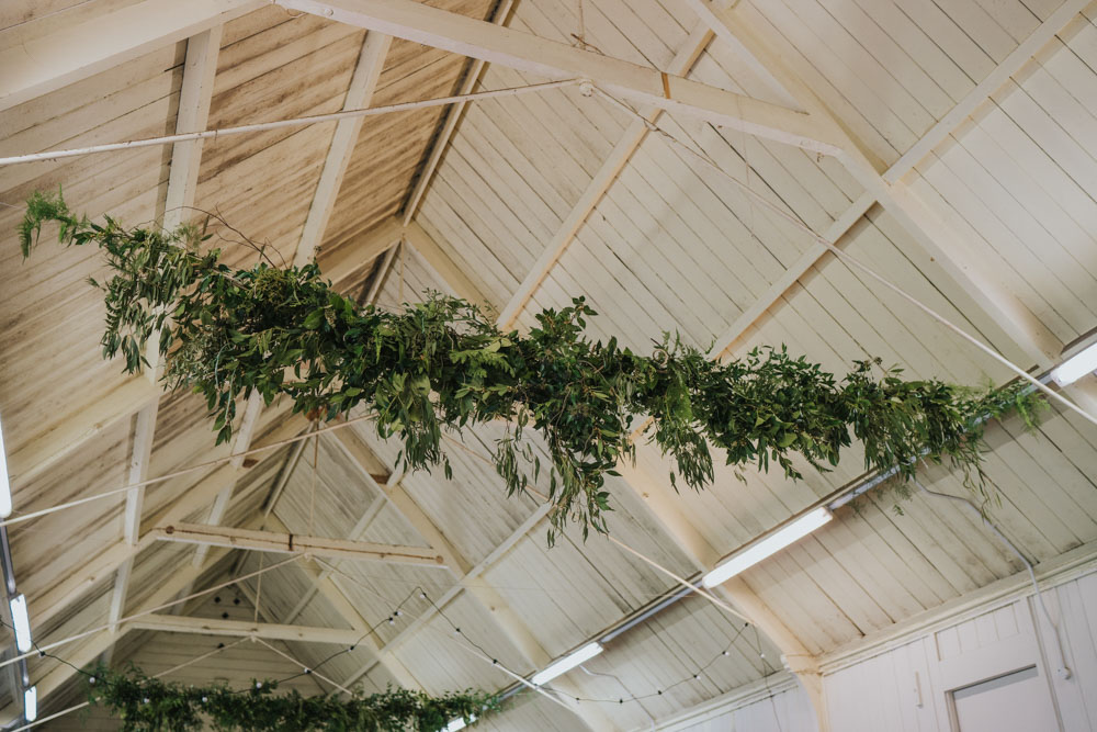 Village Hall Reception Greenery Spring 70s Green Wedding Grace Elizabeth