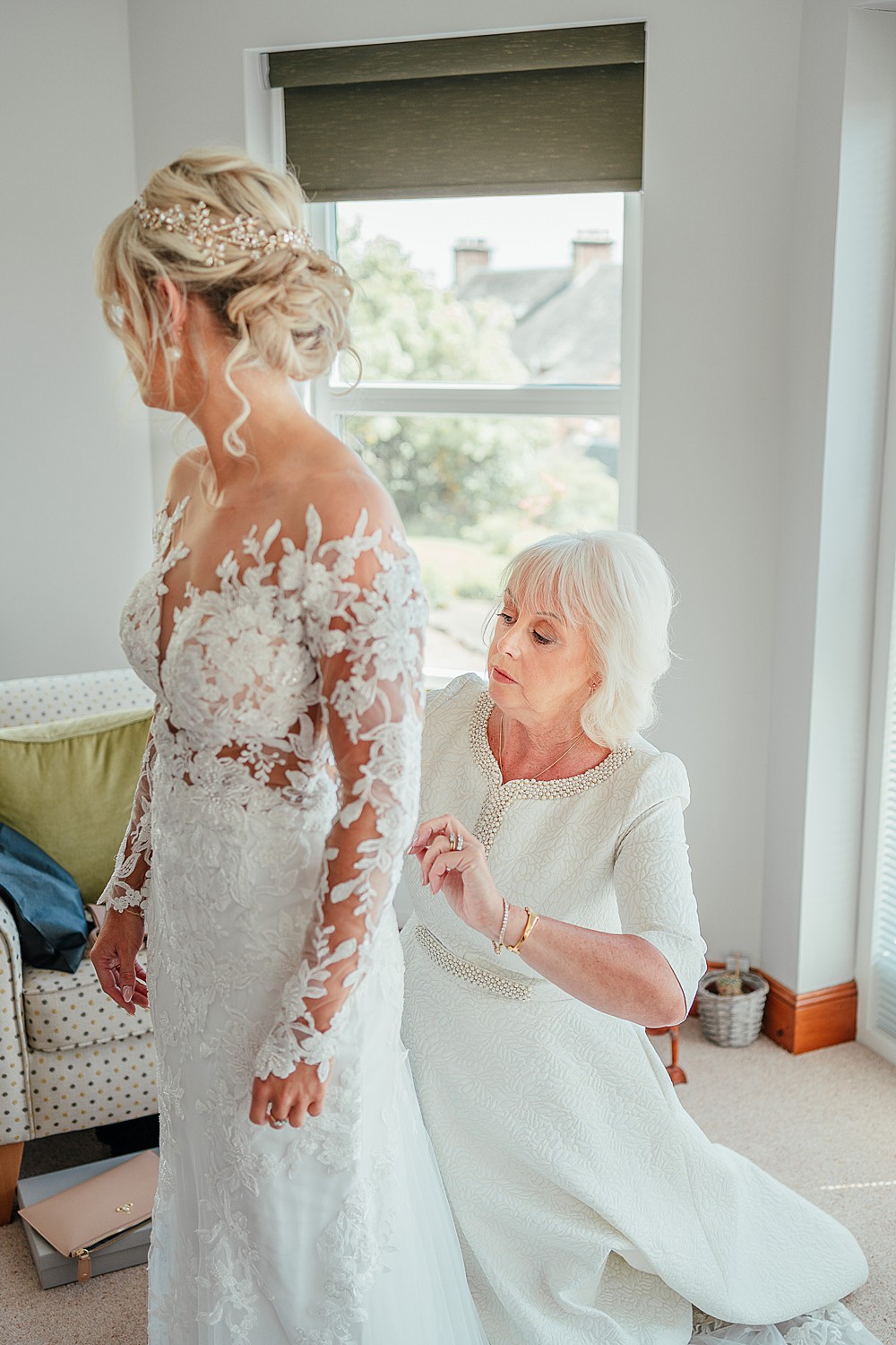 Illusion Lace Long Sleeve Dress Bride St Andrews Barn Wedding Joy Story Photography