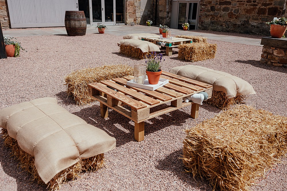 Pallet Hay Bale Seating St Andrews Barn Wedding Joy Story Photography