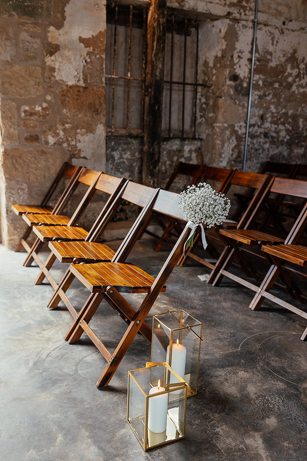 Ceremony Decor Candles Flowers Aisle St Andrews Barn Wedding Joy Story Photography