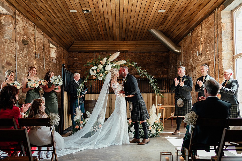 Moon Gate Hoop Flower Arch St Andrews Barn Wedding Joy Story Photography