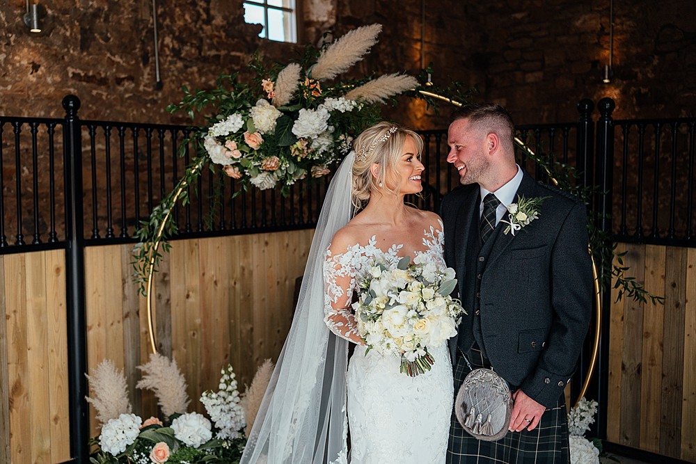 St Andrews Barn Wedding Joy Story Photography Moon Gate Hoop Flower Arch