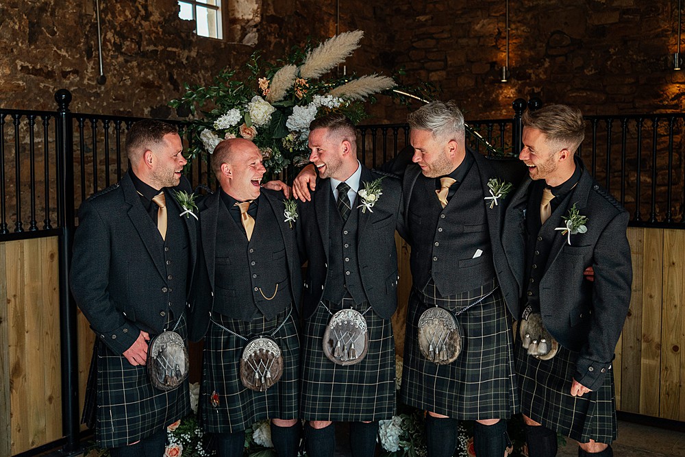 Groom Suit Kilt Groomsmen St Andrews Barn Wedding Joy Story Photography