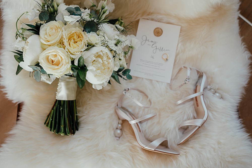 Bridal Accessories Shoes Bouquet St Andrews Barn Wedding Joy Story Photography