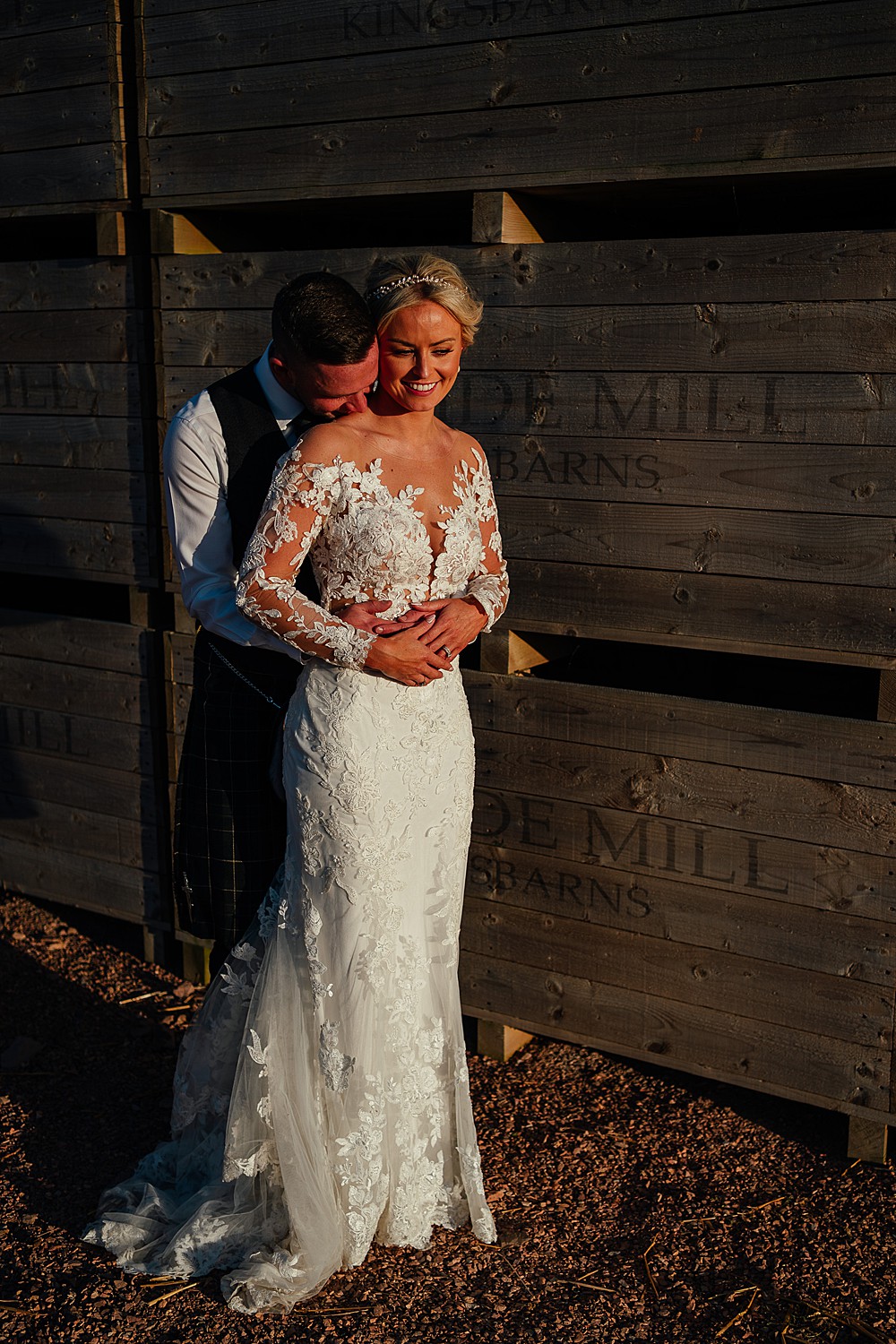 Illusion Lace Long Sleeve Dress Bride St Andrews Barn Wedding Joy Story Photography