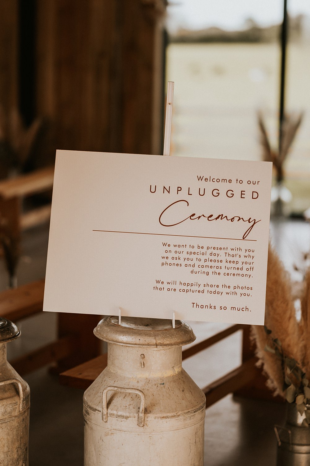 Unplugged Ceremony Sign Stennack Farm Wedding Hannah Barnes Photography