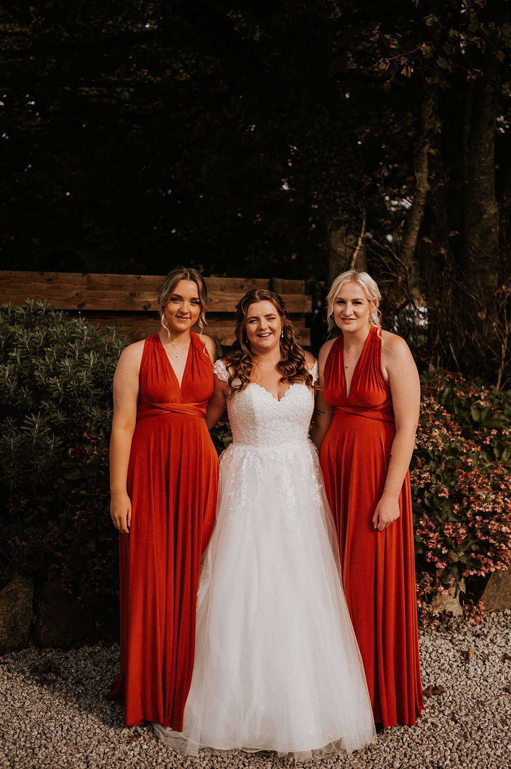 Orange Bridesmaid Dresses Stennack Farm Wedding Hannah Barnes Photography