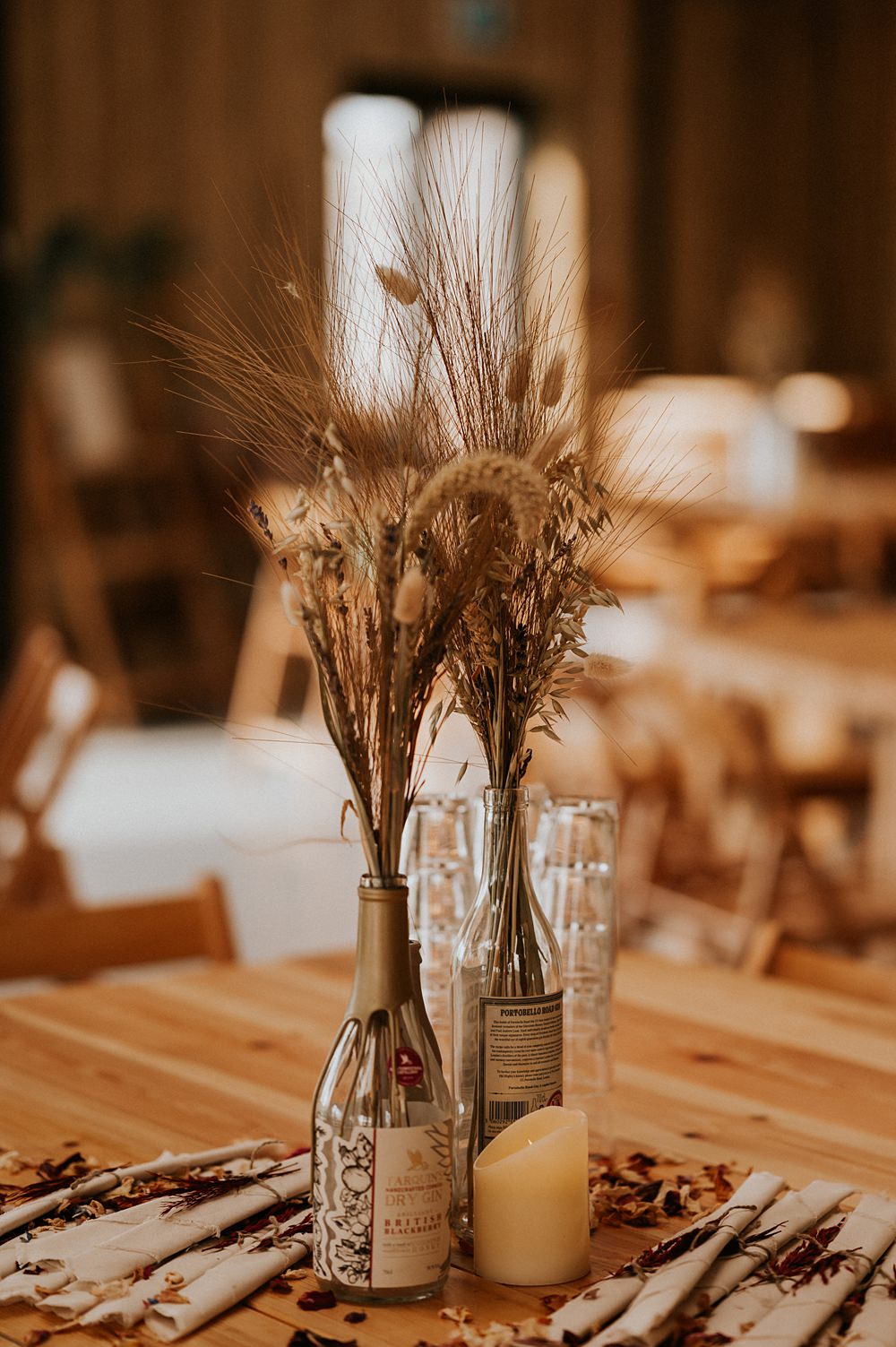 Dried Flower Grass Centrepiece Stennack Farm Wedding Hannah Barnes Photography