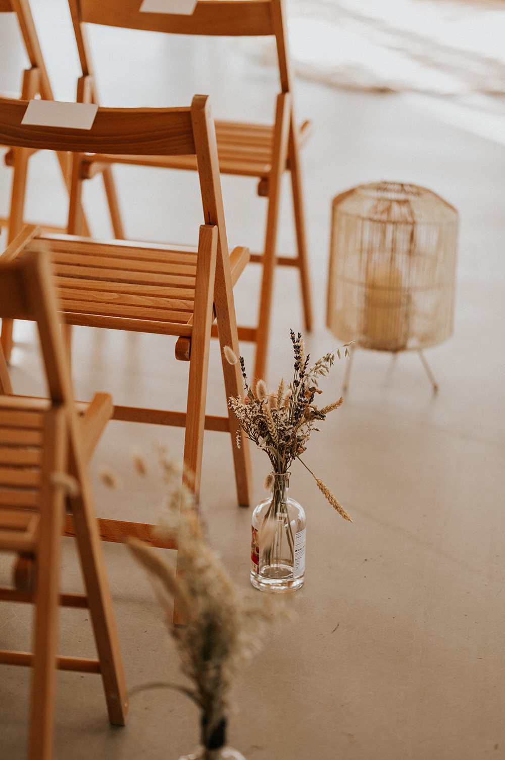 Pew End Aisle Flowers Dried Stennack Farm Wedding Hannah Barnes Photography