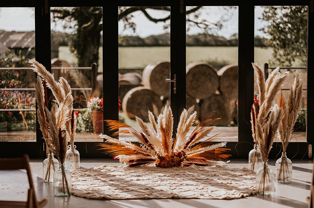 Dried Flower Aisle Decor Stennack Farm Wedding Hannah Barnes Photography