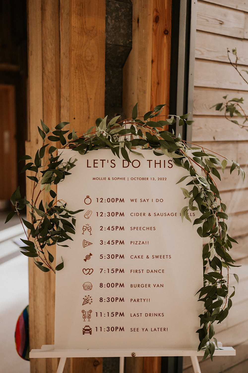 Order Of Day Sign Stennack Farm Wedding Hannah Barnes Photography