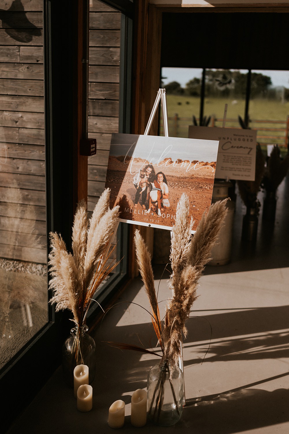 Photo Welcome sign Stennack Farm Wedding Hannah Barnes Photography