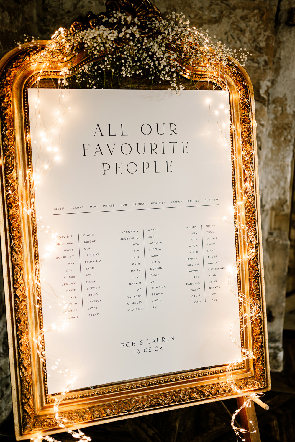 Fairy Light Table Plan Stylish Yorkshire Barn Wedding Hayley Baxter Photography