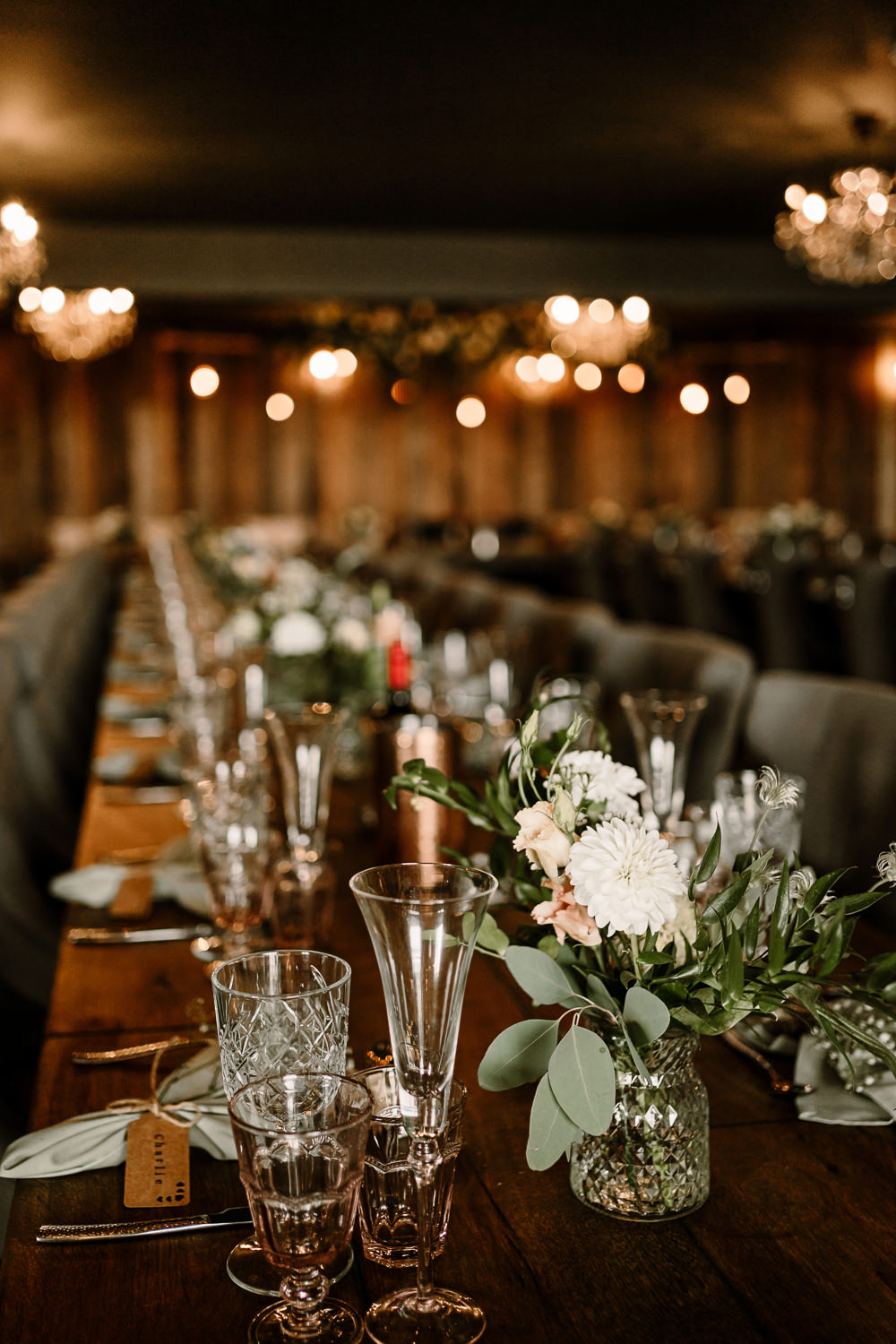 Table Flowers Vase Centrepiece Stylish Yorkshire Barn Wedding Hayley Baxter Photography