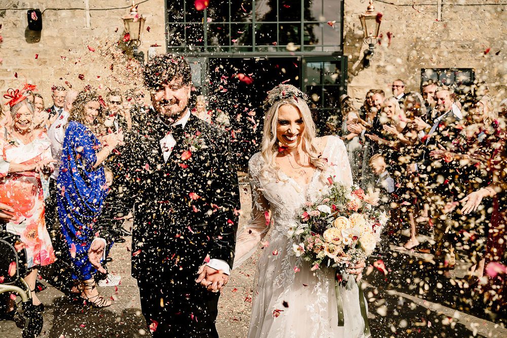 Confetti Throw Stylish Yorkshire Barn Wedding Hayley Baxter Photography