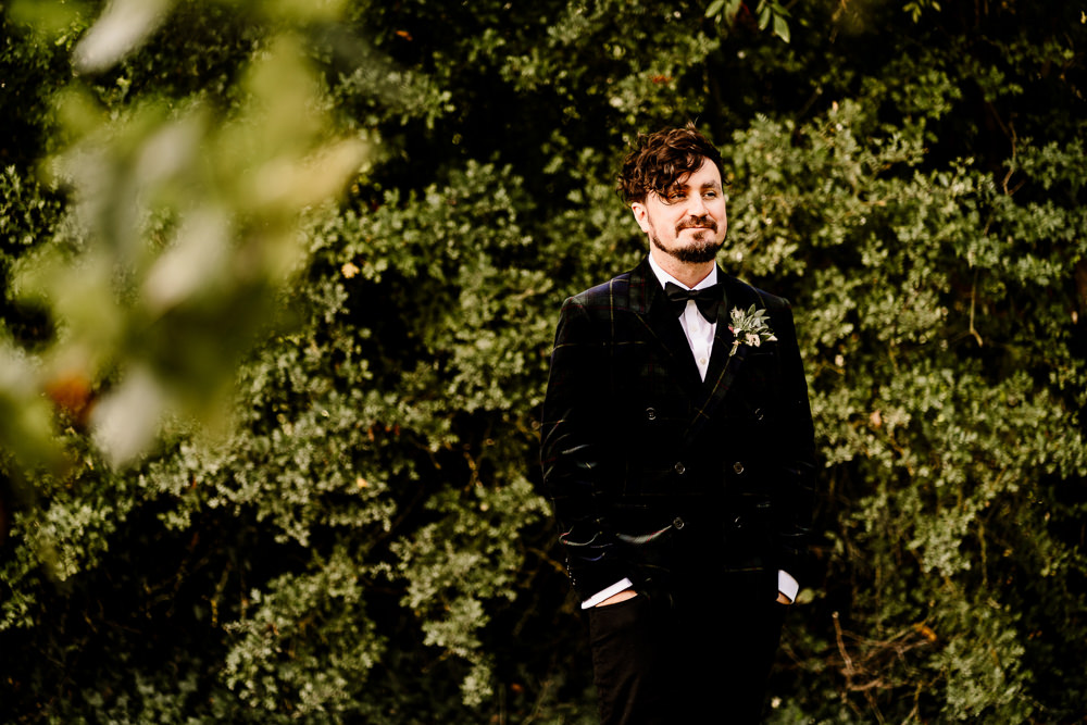 Groom Tuxedo Stylish Yorkshire Barn Wedding Hayley Baxter Photography