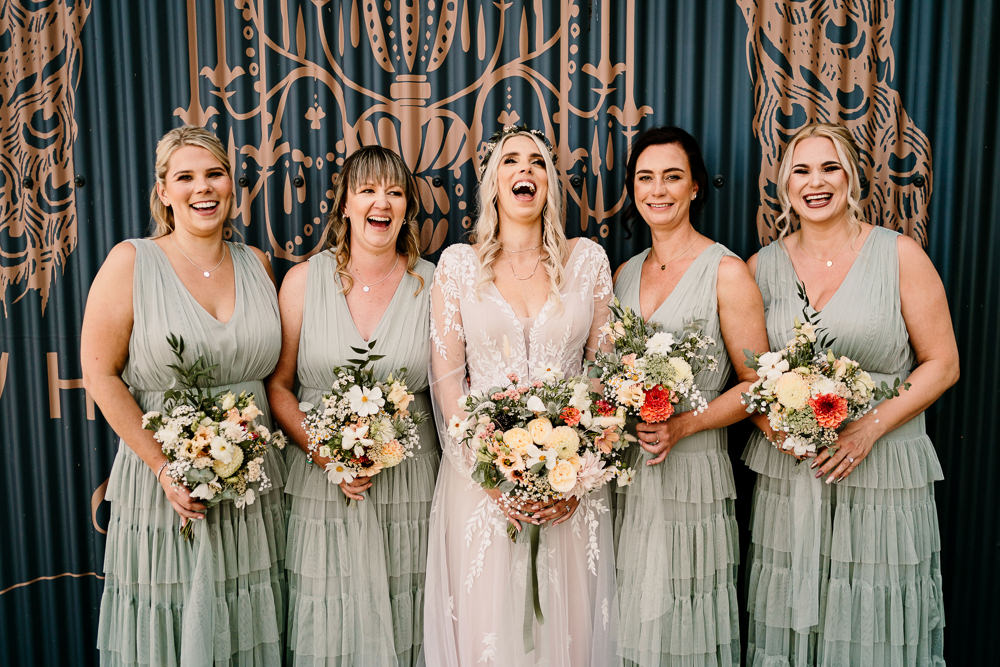 Sage Green Bridesmaid Dresses Stylish Yorkshire Barn Wedding Hayley Baxter Photography