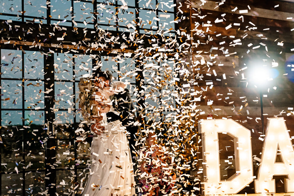 Dance Floor Confetti Stylish Yorkshire Barn Wedding Hayley Baxter Photography