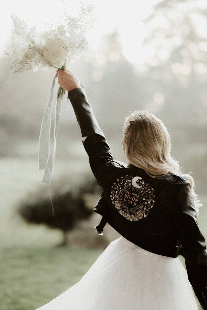 knee length dresses for ladies Personalised White Leather Jacket – Chalk + Co main image 0