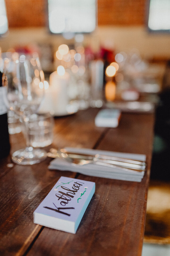 Wedding Place Name Card Idea Box Heather Sham Photography