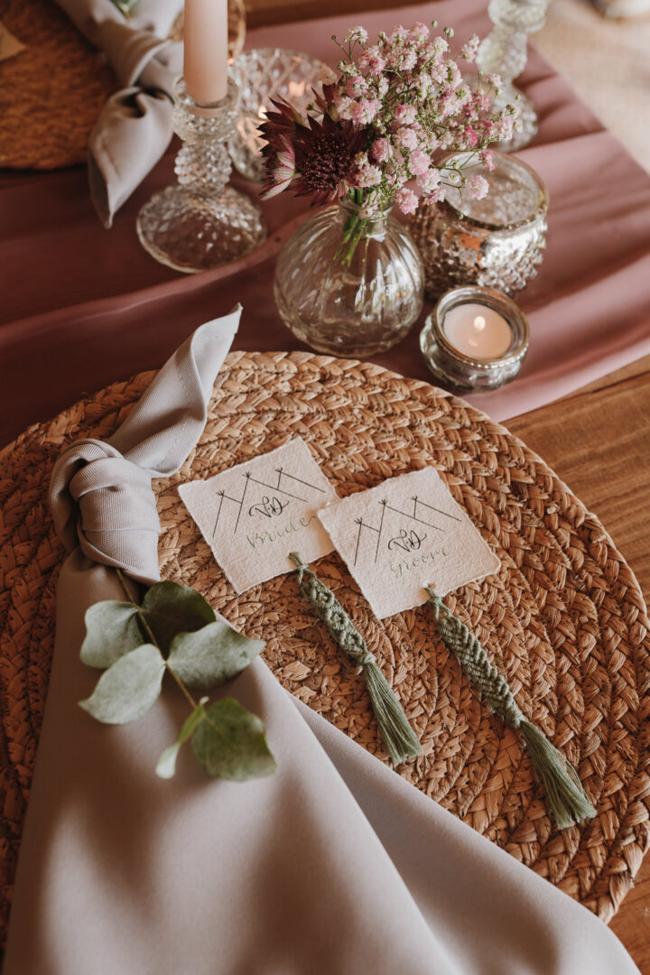 Wedding Place Name Cards Macrame Boho Georgi Mabee