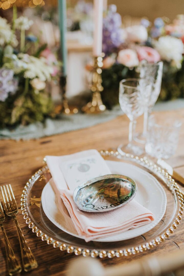 Wedding Place Name Table Card Shell Grace Elizabeth