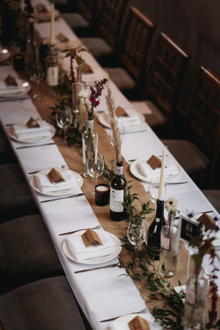 Wedding Table Decorations Greenery Runner Garland Thyme Lane Photography