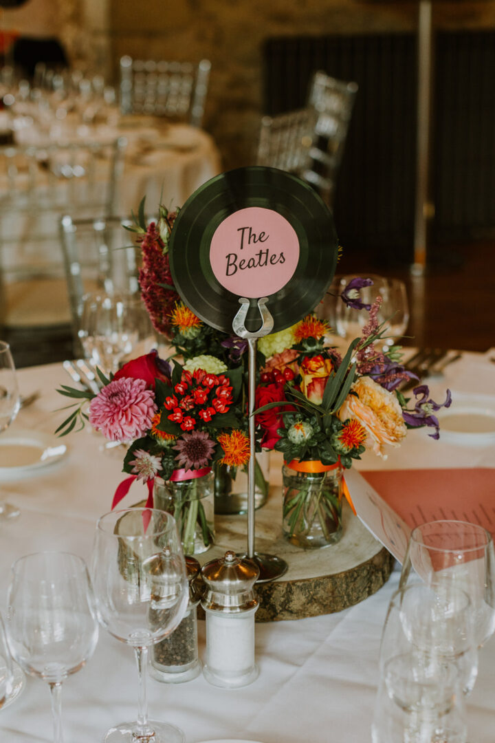 Wedding Table Name Card Idea Vinyl Record Alexandra Jane Photography