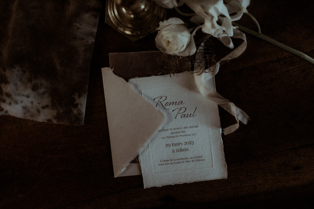 Calligraphy Invite Chateau de Poudenas Wedding Gaetane Glize