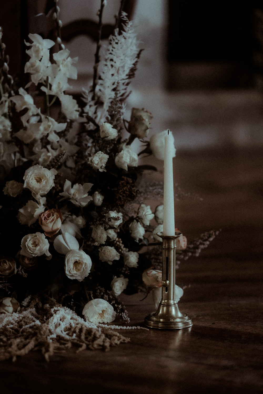 Candlestick Flowers Chateau de Poudenas Wedding Gaetane Glize