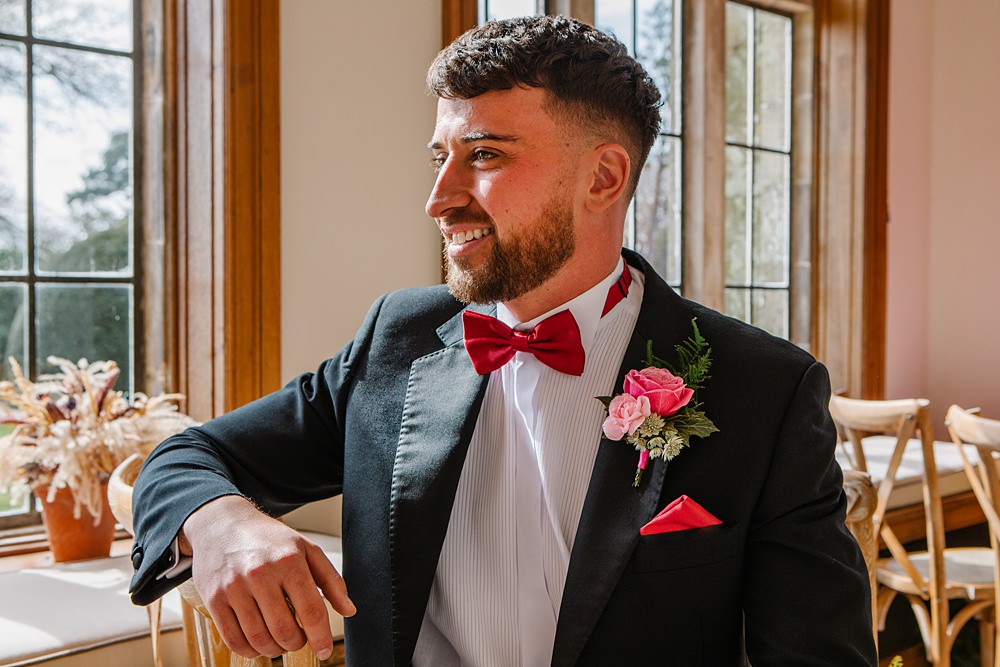 Suit Red Bow Tie Groom Colour Clash Wedding Ideas Victoria Sponge Photography