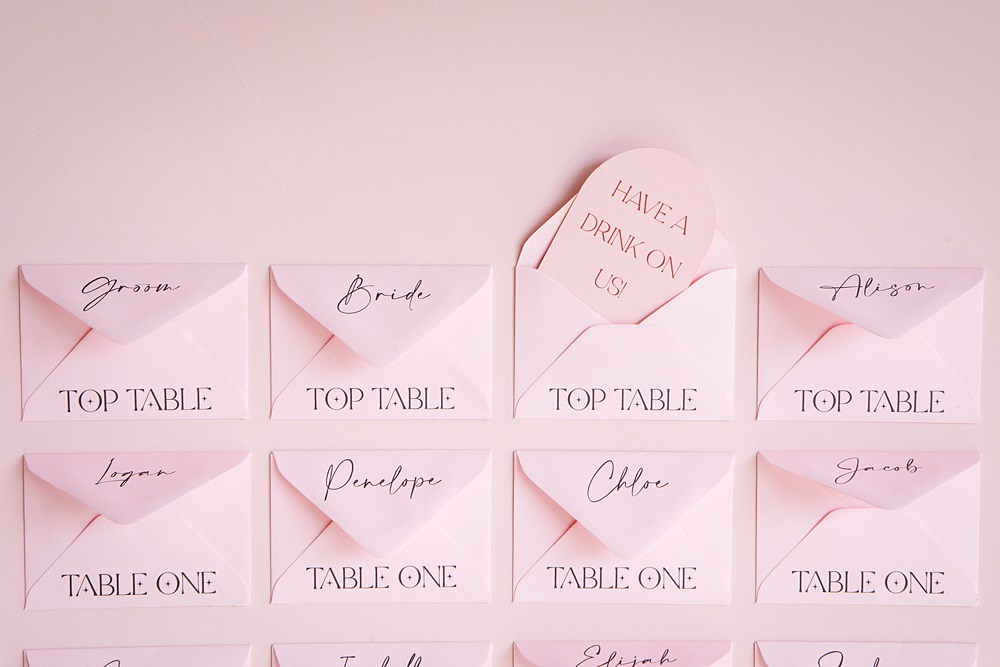 Table Plan Envelopes Pink Red Colour Clash Wedding Ideas Victoria Sponge Photography