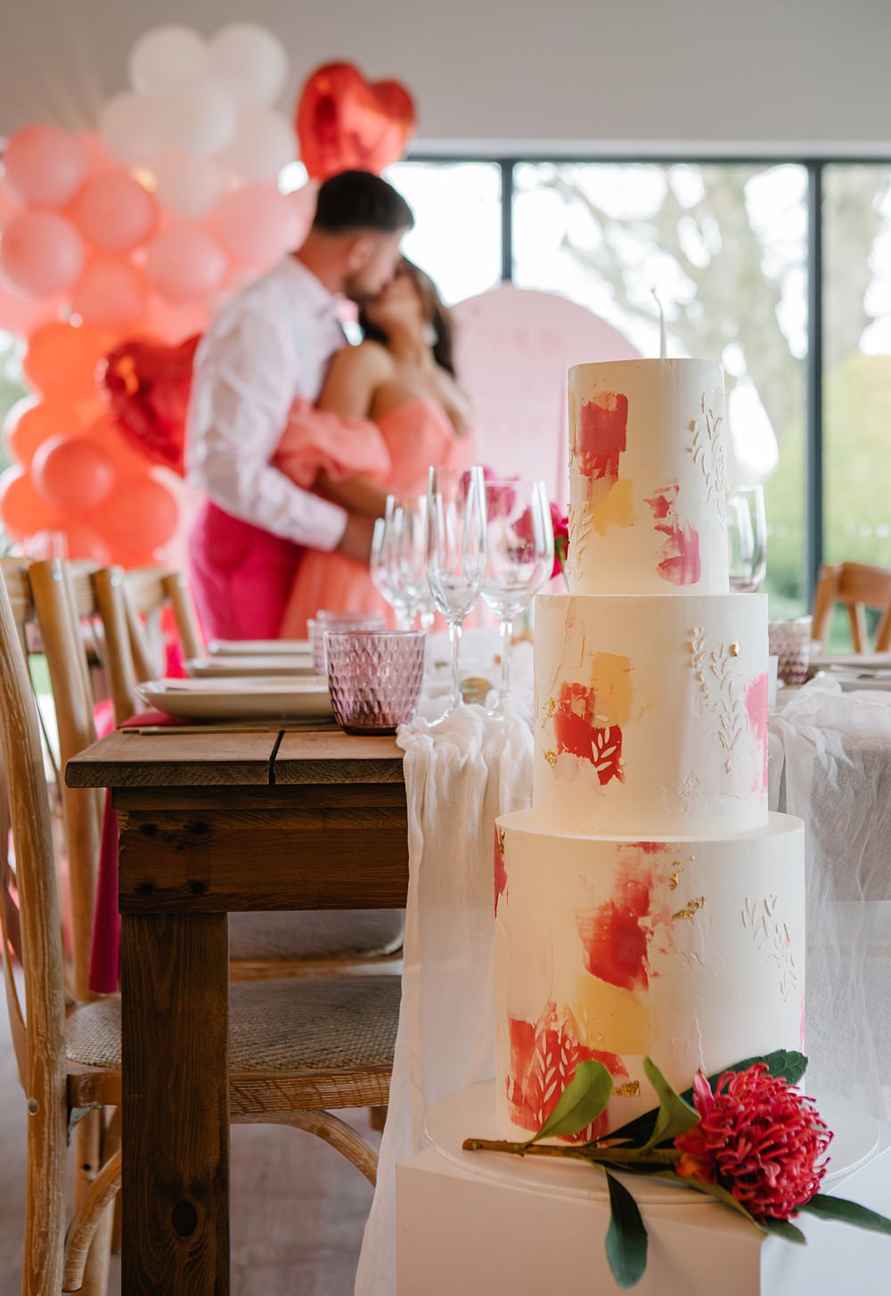 3 Tier White Pink Cake Colour Clash Wedding Ideas Victoria Sponge Photography