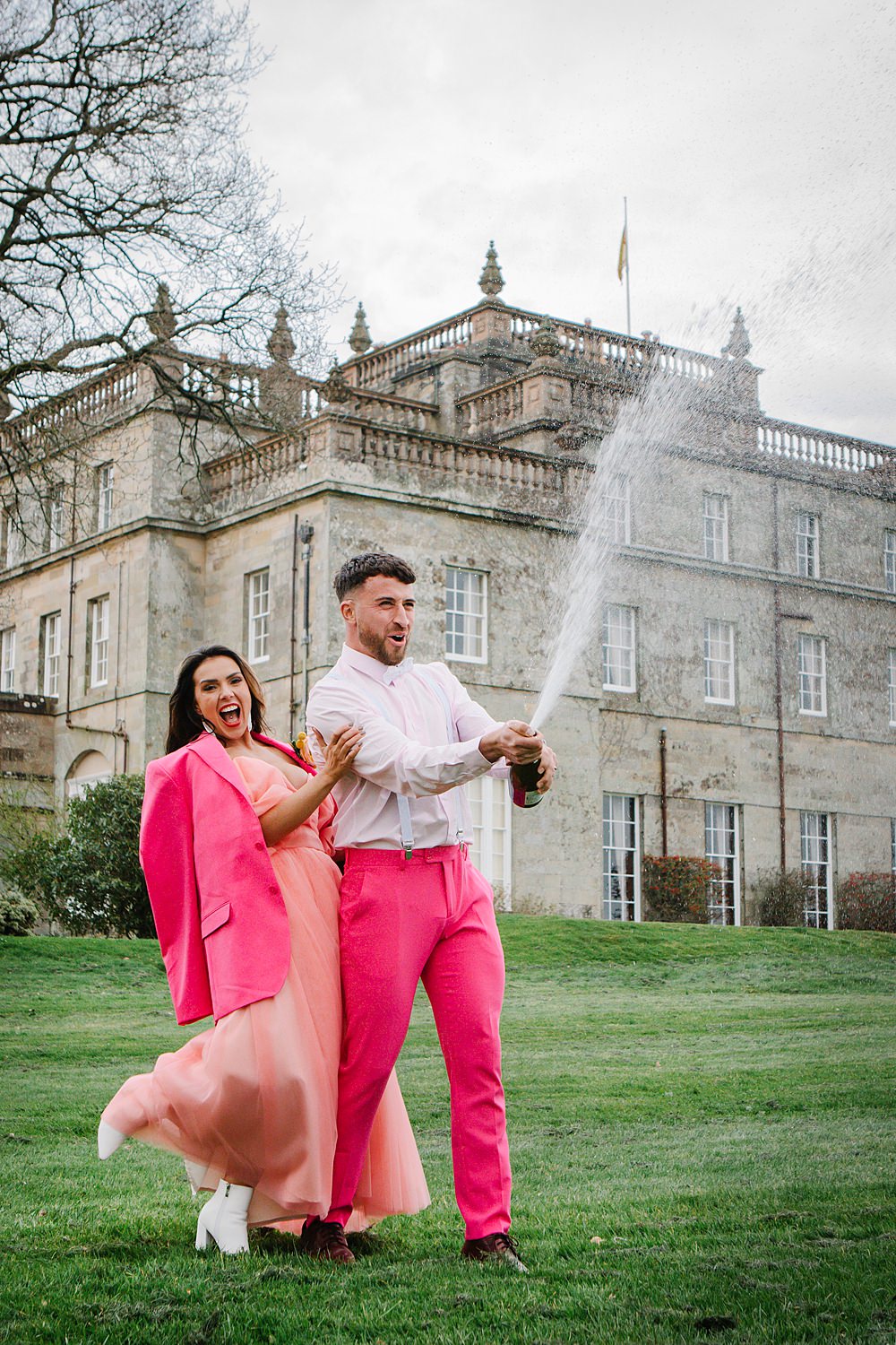 Champagne Pop Spray Colour Clash Wedding Ideas Victoria Sponge Photography
