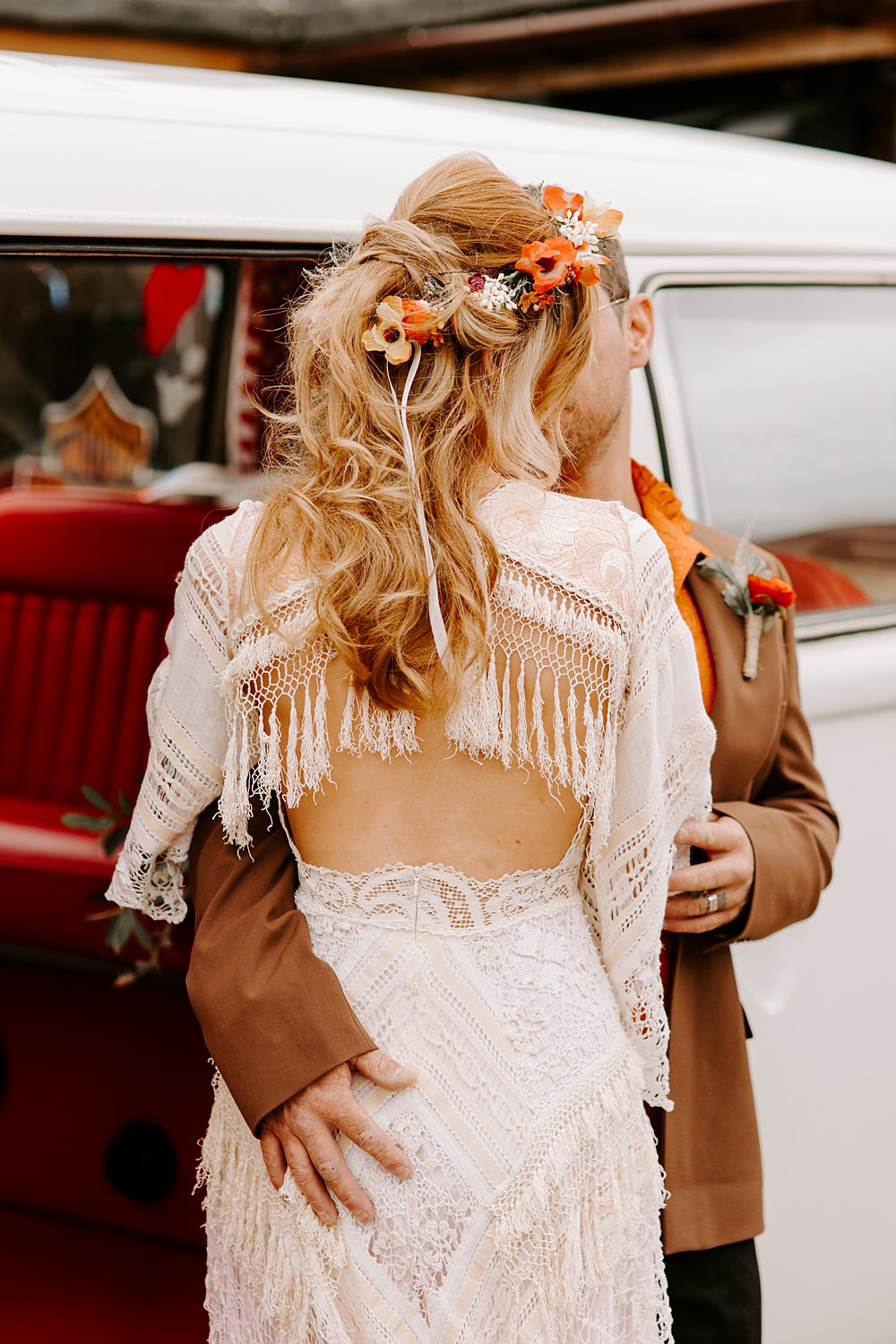 Tassel Boho 70s Retro Dress Bride Daisy Jones Six Wedding Ideas Caroline Opacic Photography