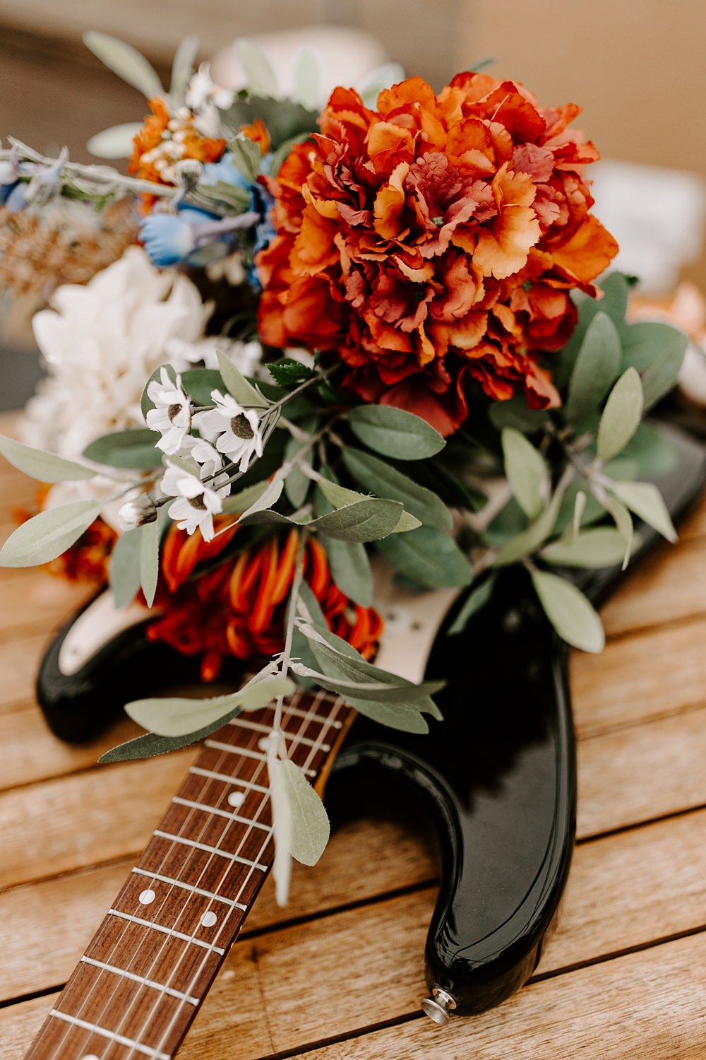 Guitar Flowers Daisy Jones Six Wedding Ideas Caroline Opacic Photography