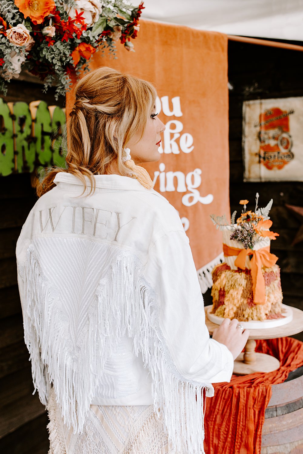 Tassel Boho 70s Retro Dress Bride Jacket Daisy Jones Six Wedding Ideas Caroline Opacic Photography