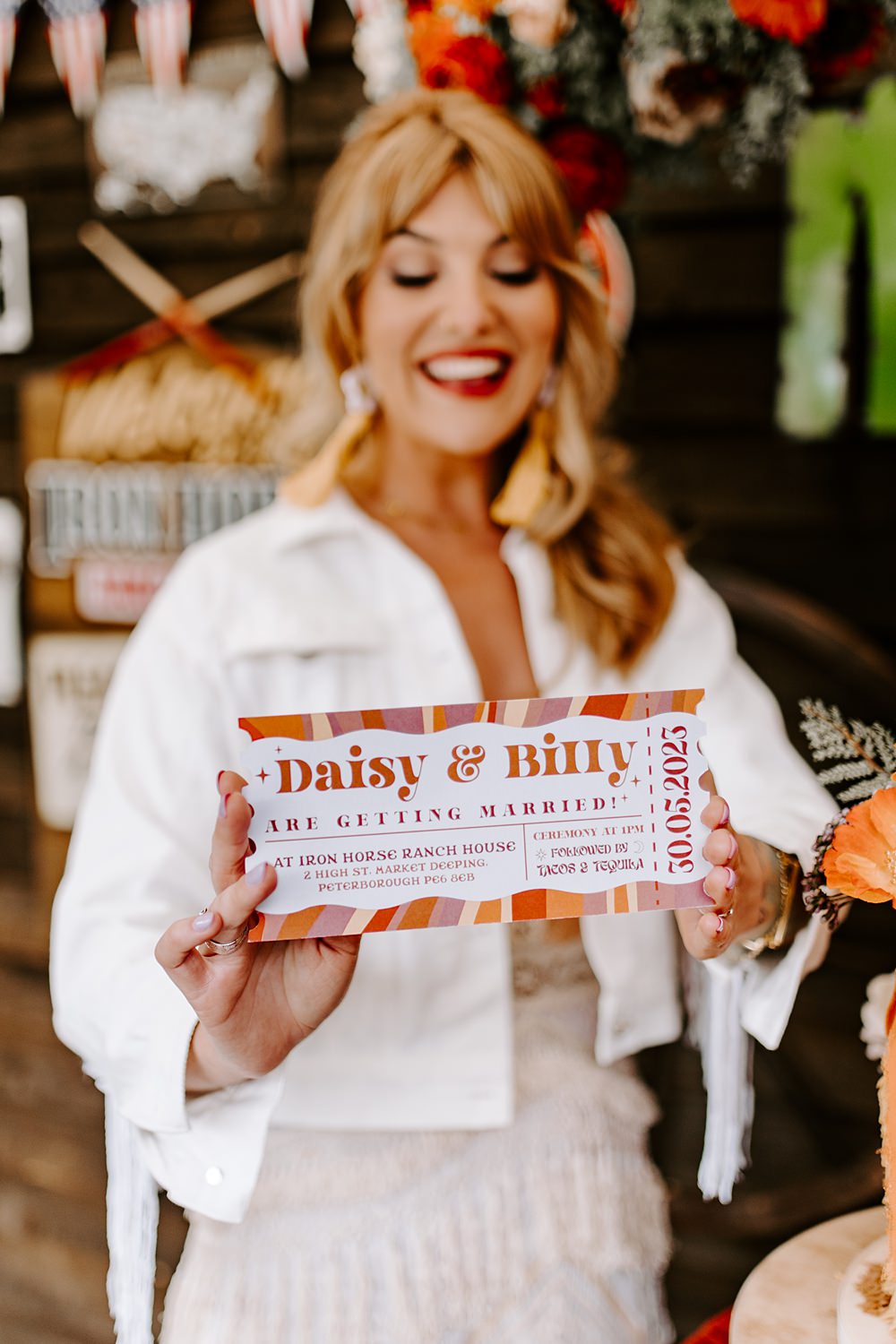 Invitation Retro 70s Daisy Jones Six Wedding Ideas Caroline Opacic Photography
