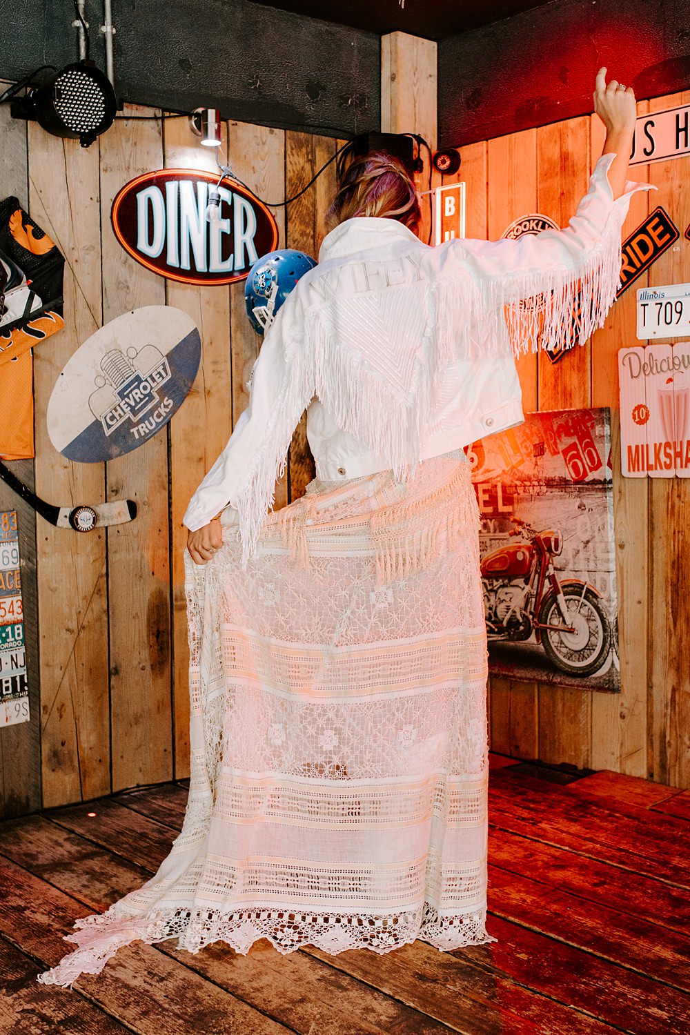 Tassel Boho 70s Retro Dress Bride Jacket Daisy Jones Six Wedding Ideas Caroline Opacic Photography