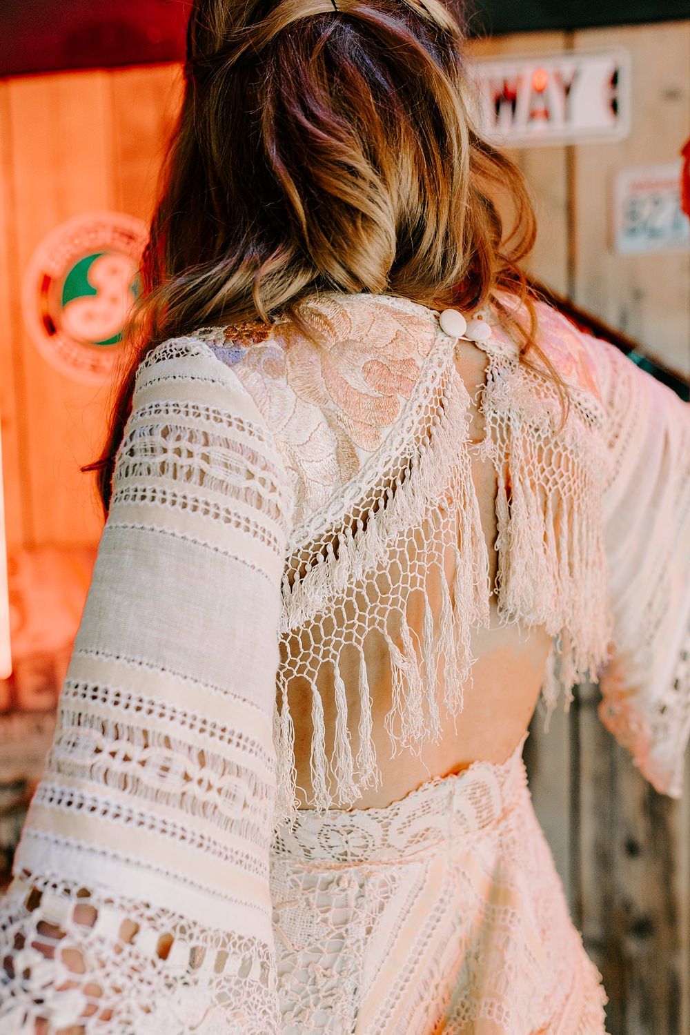 Tassel Boho 70s Retro Dress Bride Daisy Jones Six Wedding Ideas Caroline Opacic Photography